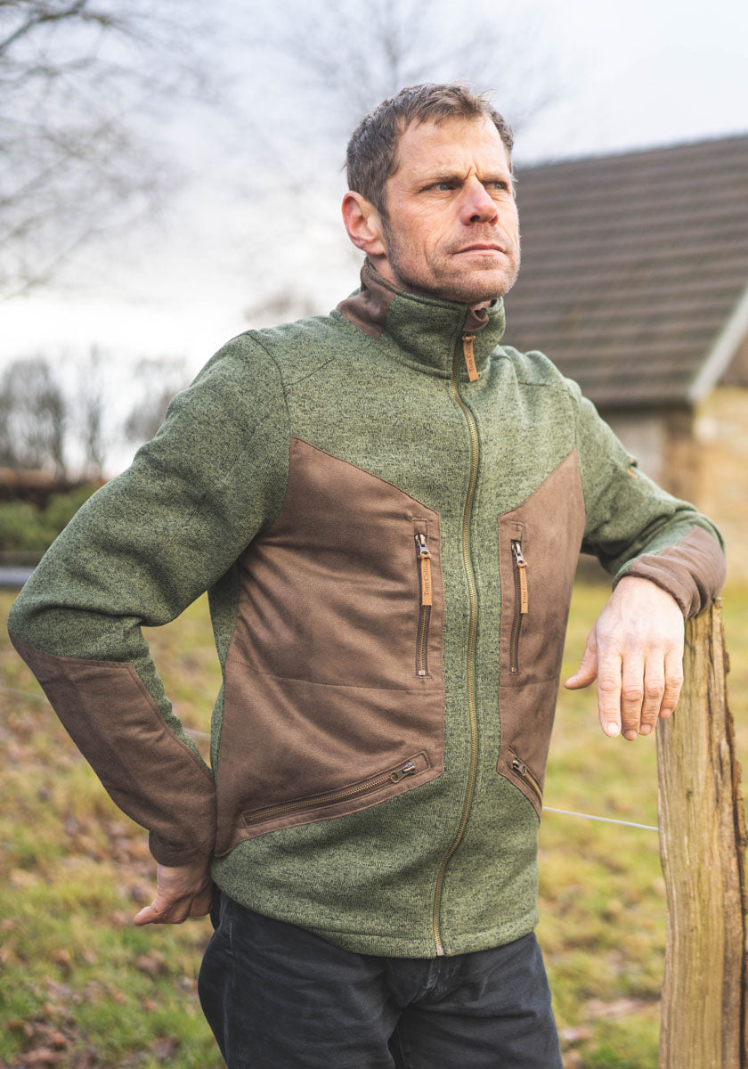 Jachetă Fleece Bărbați cu Guler Înalt — Verde