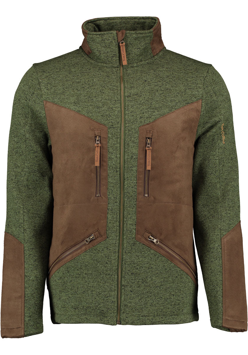 Jachetă Fleece Bărbați cu Guler Înalt — Verde